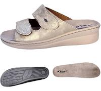 Generico Flex'is RE80 Ciabatte Sandali Scalzati Donna, Plantare Estraibile in Vera Pelle, Soletta Comfort 100% Made in Italy (Platino, Sistema Taglie Calzature EU, Adulto, Donna, Numero, Media, 38)