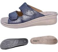 Generico Flex'is RE80 Ciabatte Sandali Scalzati Donna, Plantare Estraibile in Vera Pelle, Soletta Comfort 100% Made in Italy (Blue, Sistema Taglie Calzature EU, Adulto, Donna, Numero, Media, 37)