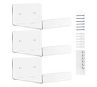 Genérico Floating Acrylic Wall Shelf - 3 pezzi Photo Frame Organizer, Wall Mounted Book Shelf For Renters Designers Students Office Shop Hotel Bathroom Living Room Kitchen Bedroom Books Plants