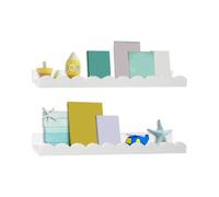 Generico Floating Book Shelves - 2 Pieces 40cm Scalloped Wall Storage Decor - Suitable Wooden Floating Book Shelf, Vertical For Kid Bedroom Bathroom Plants Toy Photo Frames Nursery Room