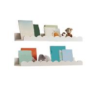Generico Floating Book Shelves - 2 Pieces Wall Scalloped Storage Organizer Decor, Wooden Floating Bookshelf, For Kid Bedroom Bathroom Plants Toy Photo Frames Nursery Room