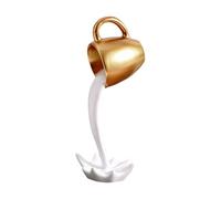 Generico Floating Coffee Cup Sculpture | Resin 3D Spilled Coffee Illusion Desk Ornament S/L Size Decor Figurine 14.5-15.5cm Artistic Table Display Gift | Living Room Shelf Bedroom Nightstand