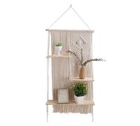 Generico Floating Plant Shelf - Hanging Shelves Boho Room Decor, 3 Tier Woven Macrame Tapestry Racks, Easy To Set Up Decorative Storage Shelving, Macrame Wall Hangings For Kitchen, Bathroom, Bedroom