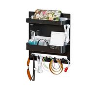 Generico Floating Shelf, Wall Stick On Rack, Wall Mount Shelves, Hooks Included, Cable Clips Compatible, Ideal For Bedside Accessories, Living Room Decor, Small Space Organization