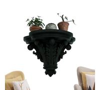 Generico Floating Wall Shelves - Gothic Display Corner Storage For Aesthetic Decor | Matt Black Carved Wood Ledge With Intricate Arch Cutouts & Hidden Bracket For Flower Pot, Book And Photo Frame