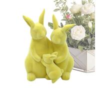 Generico Flocked Easter Bunny Decor - Easter Bunny Family Figurines, Flocking Rabbit Tabletop Ornament, For Holiday, Indoor, Home, Dining Table, Desk, Mantel, Shelf, Entrance, Party Farmhouse Flocked
