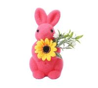 Generico Flocked Easter Bunny Decor - Rabbit Figure | Natural Flocking Realistic Bunny Decoration For Holiday Home, Indoor Display In Bedroom, Shelf, Cabinet, Entrance And Gift Family Friends