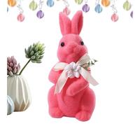 Generico Flocked Easter Bunny Decor - Rabbit Figure | Natural Flocking Realistic Bunny Decoration For Holiday Home, Indoor Display In Bedroom, Shelf, Cabinet, Entrance And Gift Family Friends