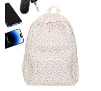Generico Floral Backpack For School - Large Capacity Canvas Flower Bookbag, For Girls Lightweight Backbag Laptop Tablet Cell Phone Wallet Stationery Cosmetics Books Casual Water Bottle