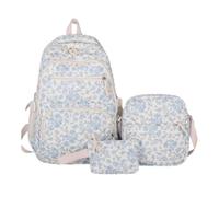 Generico Floral Backpack - Nylon Student Bag 3 Piece Travel Storage Set