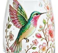 Generico Floral Clear Glass Tea Cup - Avian Design, Smmooth Handle Transparent Drinkware, Durrable Base Printed Coffee Tumbler, Premium Qualiity Hot Cold Beverage Glasses - For Kitchen Cafes Weddings
