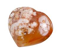 Generico Flower Agate, Quartz Agate - Thumb Worry Stone Hand Carved Healing Crystal Heart Shaped For Stress Relief Meditation