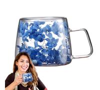 Generico Flower Coffee Cup - Flower Coffee Mug Cup 200ml Dry Flowers Mug | Dry Flowers Mugs With Handle | Creative Mugs | Double Wall Insulation Glass For Tea & Juices