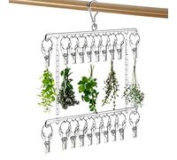 Generico Flower Drying Rack - 16.14 Inches Stainless Steel Herb Dryer, 20 Hook Double Layer Hanging Organizer | Space Saving Plant Vegetable Laundry Drying Rack, For Home Kitchen Balcony Use