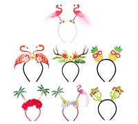 Generico Flower Headband, 7x Hawaiian Party Headgear Set, Colorful Elastic Garland Hair Accessories for Beach, Carnival, Dancing, Vacation, Party, Seaside, Celebration, Outdoor Events