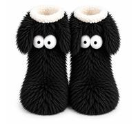 Generico Fluffy Monster Slipper Socks, Anti-Slip Adult Floor Socks | Plush big-eye slipper socks combine cozy indoor warmth with grip-dot soles for comfortable lounging around the house