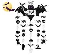 Generico Flying Bat - Happy Halloween Bats/Flameless Pillar Candles,Spider Cobweb, Skull Pattern for Horror Spooky Halloween Home Decoration