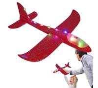 Generico Foam Glider Plane - 48cm LED Light Up Throwing Airplane Toy | 2 Mode Glider Aircraft for Kids | Outdoor Flying Toys, Birthday Party Favors for Boys Girls Ages 3-12, Durable Foam, Glow in Da