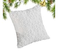 Generico Fodere per Cuscini Natalizie,45x45 Cm Federa In Peluche Con Motivo A Fiocchi Di Neve,Copricuscini | Per Natale Casa Soggiorno Camera Da Divano Sofa Auto Vacanza Festival
