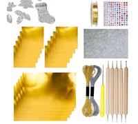 Generico Fogli Trasferibili Oro, Kit Artistico per Sbalzo su Metallo, Accessorio per Crafting in Argento Scintillante E Oro per Progetti di Incisione Pittura E Arte per Bambini E Adulti