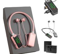 Generico Foihletpath Sports Karaoke Bluetooth Earphones, Wireless Sound Card Live Broadcasting & Audio Editing, Sweatproof Neckband with LED Display for Workouts/Streaming, Studio Sound (Pink)