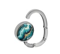 Generico Foldable Alloy Hook Purse Hanger With Round Ceramic Accent - Portable Handbag Desktop Hook | Women's Bag Holder & Table Side Tabletop Clip, Elegant Gift Crucial For Office & Travel