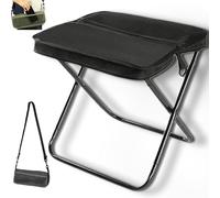 Generico Foldable Backpack Stool, Portable Mini Outdoor Camping Folding Seat,Ultra-Lightweight with Adjustable Shoulder Strap, for Camping, Fishing, Hiking (Black,Small)