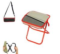 Generico Foldable Backpack Stool,Portable Pocket Chair With Crossbody Carry,Converts To Bag With Mesh Storage,Oxford Fabric High-Carbon Steel,For Camping Fishing Hiking Travel Picnic (Red)