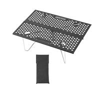 Generico Foldable Camp Table - Portable for Outdoor Cooking | Metal Frame with Hollow Top Design, Weather Resistant Build, Stable Support Folding Table for Hiking Fishing Beach Travel