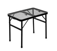 Generico Foldable Camping Table - Metal Mesh Adjustable Height Portable Table with Carry Handle | 2 Height Outdoor Camping Furniture for Picnic Hiking Beach Garden Patio Barbecue Travel