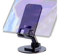 Generico Foldable Desk Phone Mount - Adjustable 360 Degree Rotating Metal Stand, Compact Non-Slip Cellphone Cradle, Portable Smartphone Holder For Office Table Desk Bedside Travel