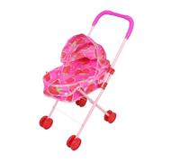 Generico Foldable Doll Stroller - 55cm Metal Frame Toy Carriage | Adjustable Awning Nursery Pram, Strawberry & Bear Pretend Play Toy Stroller for Girls Children Indoor Outdoor Daycare Play