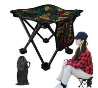 Generico Foldable Outdoor Chairs, Folding Camping Stools, 12.99x12.99x12.2 Inches Heavy Duty Support, Travel Fishing Mountaineering Seat for Beach Sports, Blue Maple Leaves