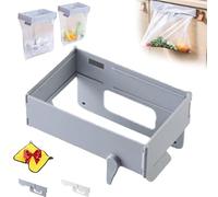 Generico Foldable Trash Bag Holder, Space-Saving Foldable Trash Bag Holder, Wall Mounted with Magnetic Closure No Drill, Collapsible Hanging for Kitchen Cabinet Doors Toilets Bathroom (Gray)