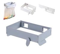 Generico Foldable Trash Bag Holder, Wall Mounted Foldable Kitchen Trash Can with Magnetic Closure, Magnetic Closure Waste Bag Hanger Racks, No Drill Collapsible Hanging Holder (Gray)