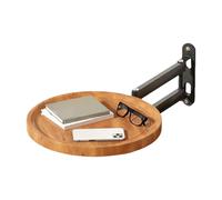 Generico Foldable Wall-Mounted Tray Table | Adjustable Swing Arm Round Bedside Wall Desk 30cm | Rotating Floating Shelf Night Stand Extension Table With Raised Edge | Iron & Wood Construction