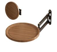 Generico Foldable Wall-Mounted Tray Table | Adjustable Swing Arm Round Bedside Wall Desk 30cm | Rotating Floating Shelf Night Stand Extension Table With Raised Edge | Iron & Wood Construction
