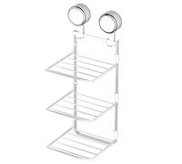 Generico Foldable Wall Shelf - 3 Tier Suction Cup Storage Organizer | Space Saving Metal Wall Mounted Shelves Detachable Prep Station for Kitchen Bathroom Bedroom Laundry Room RV