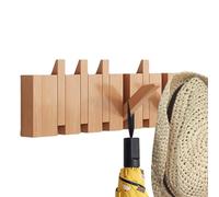 Generico Foldable Wooden Key Rack - 24 Inch Flip-Down Wall Mounted Hanger for Living Room, Space Saving Sculpture for Bedroom Mudroom, Heavy Duty Timber Peg Board for Scarves Jackets Backpacks