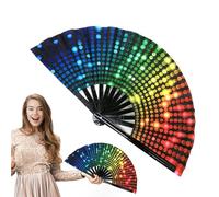 Generico Folding Fan - Rainbow Hand Fan | Rainbow Folding Hand Fâns | Rainbôw Hands Held Foldîng Fân | Chinese and Japanese Handheld Fân Dancing Fans | Fold Hands Fans for Party Favors