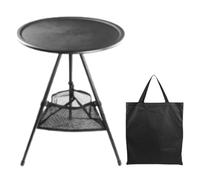 Generico Folding Outdoor Table, Round Patio Camping Desk, Foldable Compact with Adjustable Height for Cooking BBQ Picnic Travel Beach Outside Garden RV Tent Setup, 16.77x14.76x14.76 in