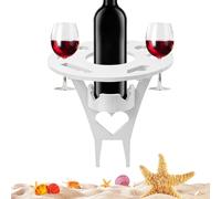 Generico Folding Picnic Table - Outdoor Wine Table With Cup Holder Compact Mini Picnic Beach For Park Beach Lawn Garden Backyard Patio Balcony BBQ Camping