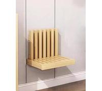 Generico Folding shoe changing stool, Wall-mounted Chair Invisible Wood Shower Bench Seat, Ultra Narrow Shoe Rack for Doorway Household(Wood)