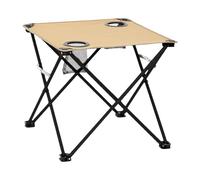 Generico Folding Table - Compact Lightweight Non-Slip Camping Table, Steel Frame 2 Built-In Cup Holders Portable Outdoor Camp Desk, Spill-Proof Easy-Fold Storage Carry Bag | For Fishing Lawn Patio