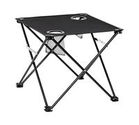 Generico Folding Table - Lightweight Compact Non-Slip Portable Camping Table, 2 Built-In Cup Holders Steel Frame Outdoor Camp Desk, Spill-Proof Easy-Fold Carry Bag | For Fishing Lawn Patio Backyard