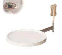 Generico Folding Table Wall Mounted Small Round Tray, Small Round Wall Desk Tray with Retractable Panel, Round Folding Floating Bedside Coffee Table, Shelf for Home Office Bar (white)