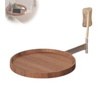 Generico Folding Table Wall Mounted Small Round Tray, Small Round Wall Desk Tray with Retractable Panel, Round Folding Floating Bedside Coffee Table, Shelf for Home Office Bar (brown)