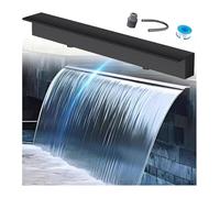 Generico Fontana a Cascata con sfioro. Kit Cascata per Fontana da Esterno per Piscina - Elemento d'Acqua Grigio Scuro da 65 cm (25,6 Pollici) per Giardino, Patio e parchi - Non necessita di Pompa, Fa