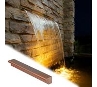 Generico Fontana a Cascata in Acciaio Inox - Design a Scomparsa per Piscine Esterne, patii e laghetti - Elegante Finitura Bronzo, 135 cm (53,1 Pollici) - Elemento d'Acqua per la Decorazione del giard