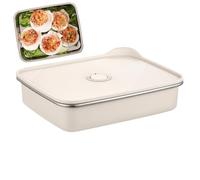 Generico Food Storage Box, 23.5x19.1x5.5cm Airtight Stainless Steel - All-Purpose Airtight Food Storage Containers | Rapid Cooling For Daily Outdoor Travel Family School Home Work Picnic Camping